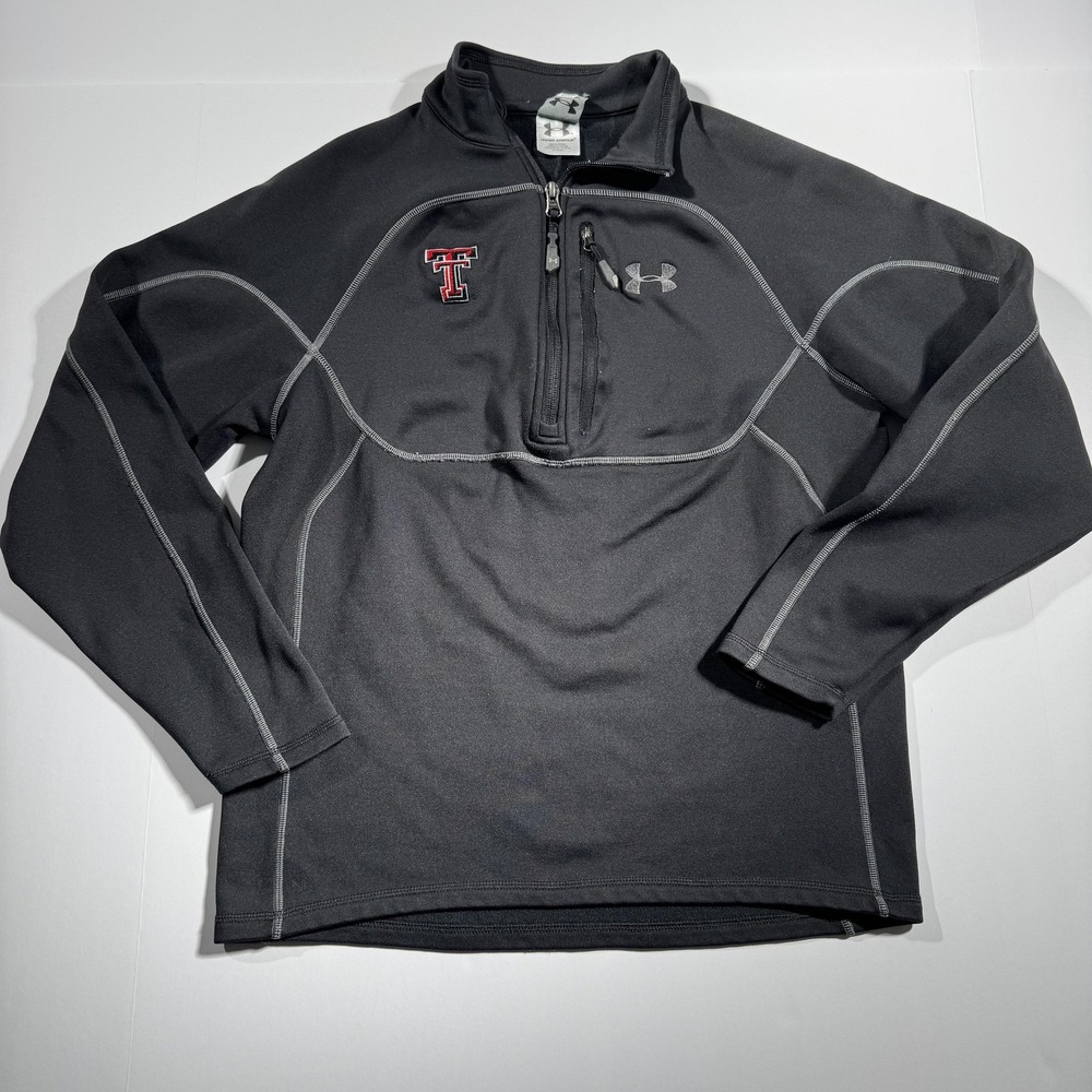 Texas Tech Red Raiders Mens Small Under Armour 1/4 Zip Pullover Black NCAA
